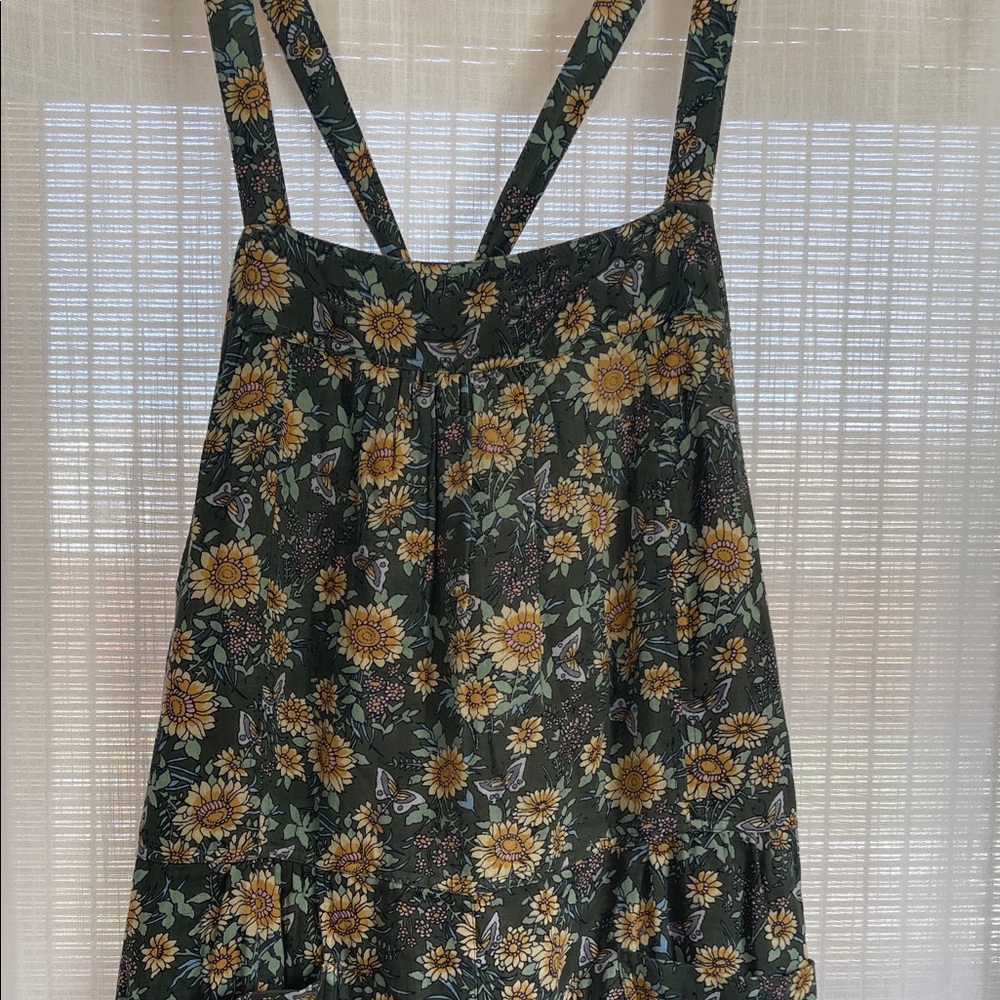 Sunflower Print Green Strappy Jumpsuit